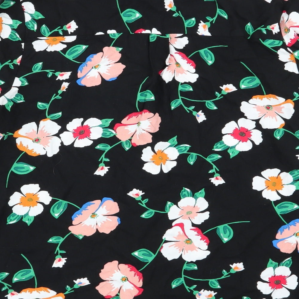 Papaya Womens Black Floral  Basic Button-Up Size 14