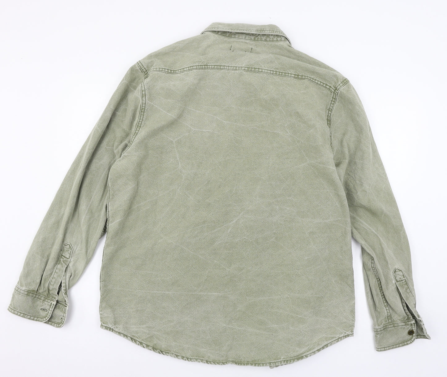 Zara Mens Green  Denim  Button-Up Size XL