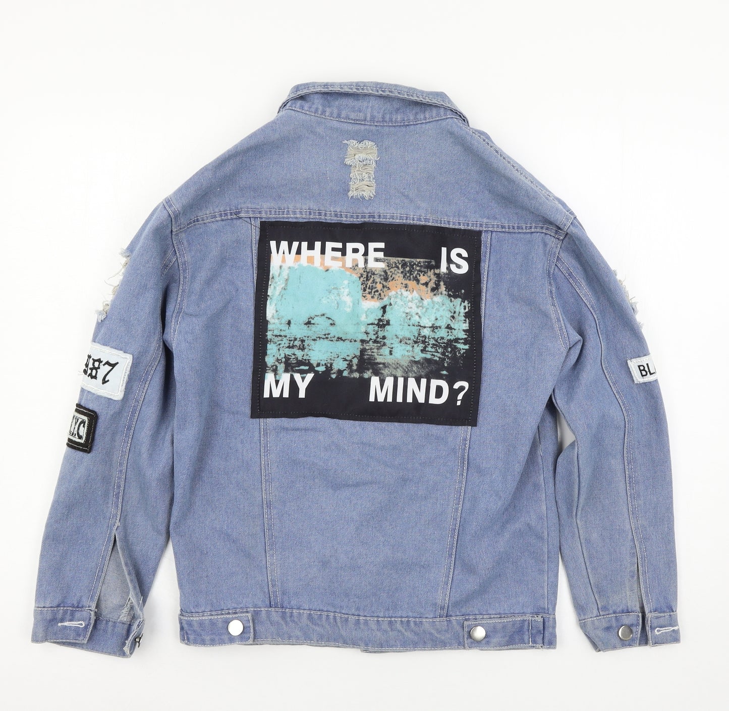 Aieryiyi Womens Blue  Denim Jacket  Size S  - Where is my mind