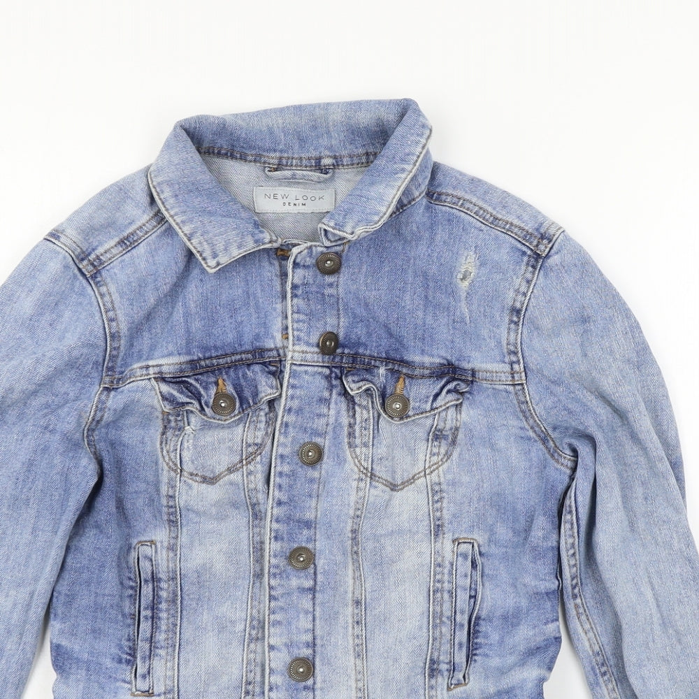 New Look Womens Blue  Denim Jacket  Size 10  - Distressed