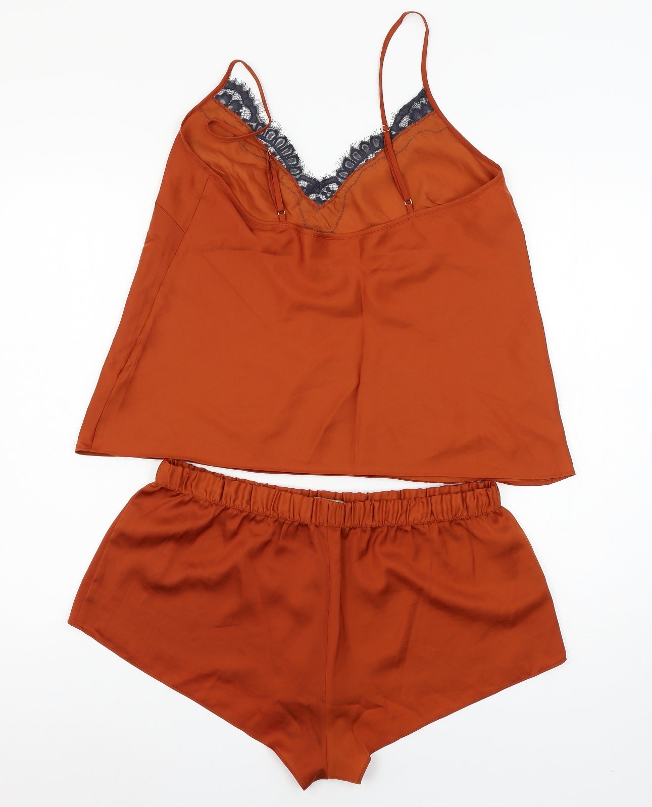 Jenny Packham Womens Orange Solid Satin Cami Pyjama Set Size 12