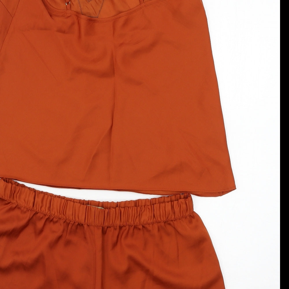 Jenny Packham Womens Orange Solid Satin Cami Pyjama Set Size 12