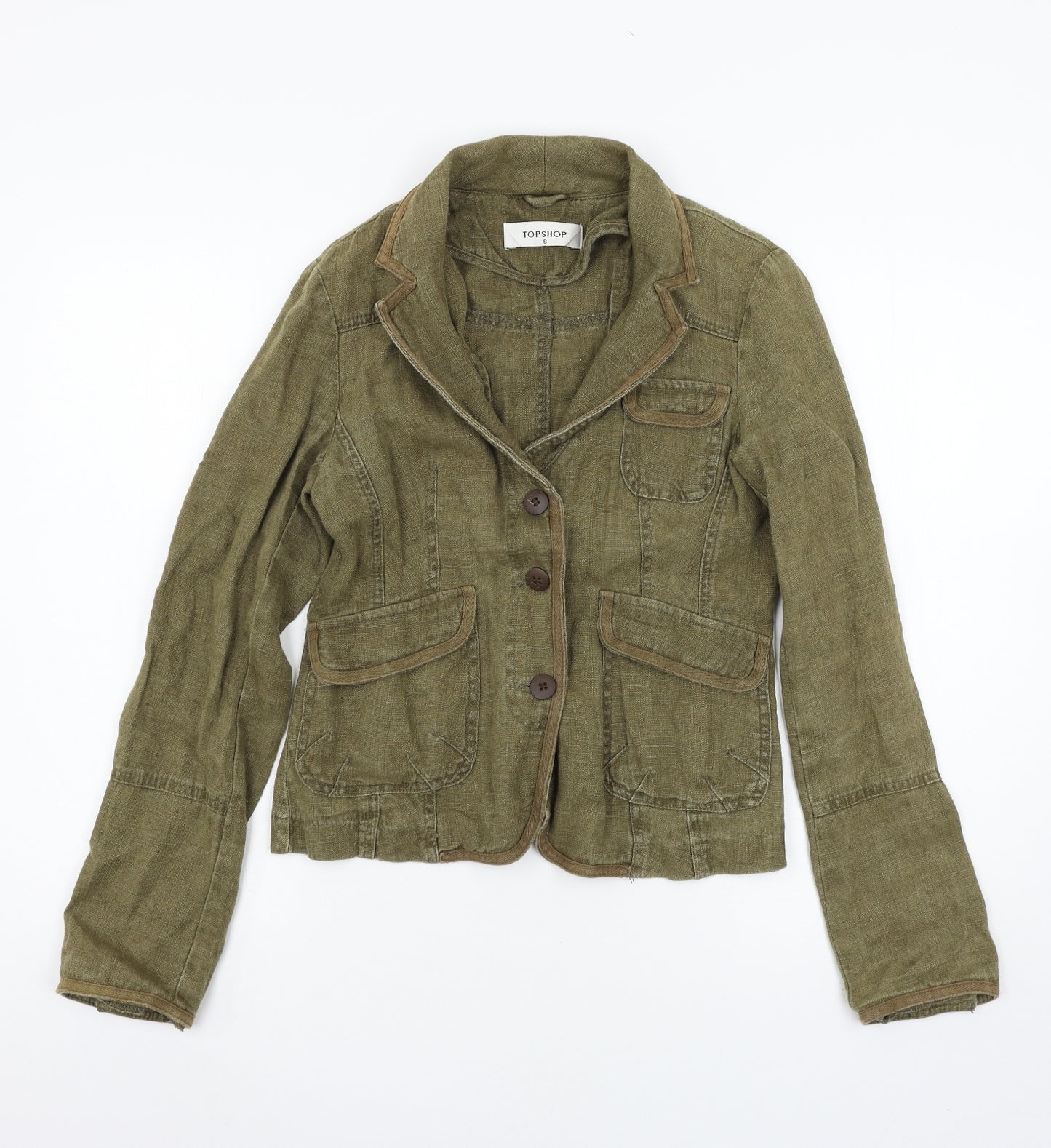 Topshop Womens Green   Jacket Blazer Size 8