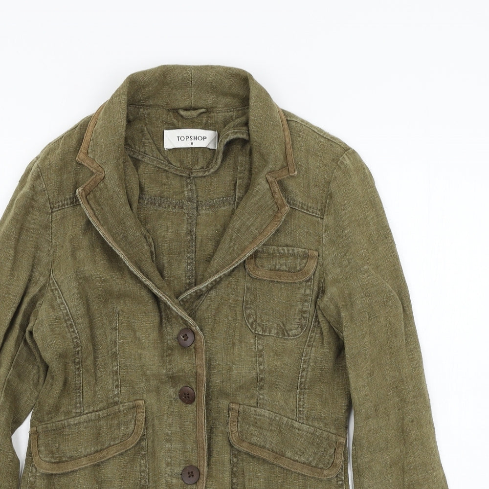 Topshop Womens Green   Jacket Blazer Size 8