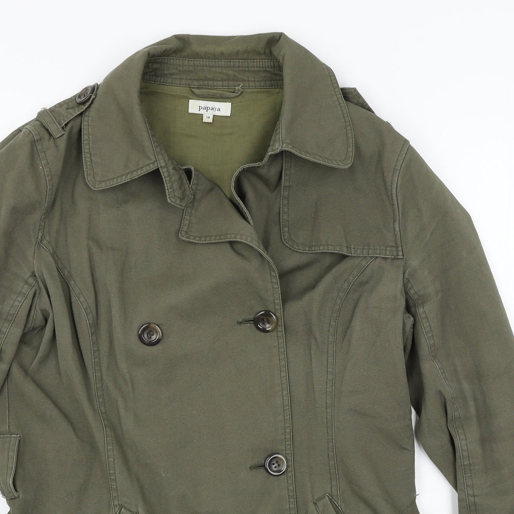 Papaya Womens Green  Denim Pea Coat Coat Size 14