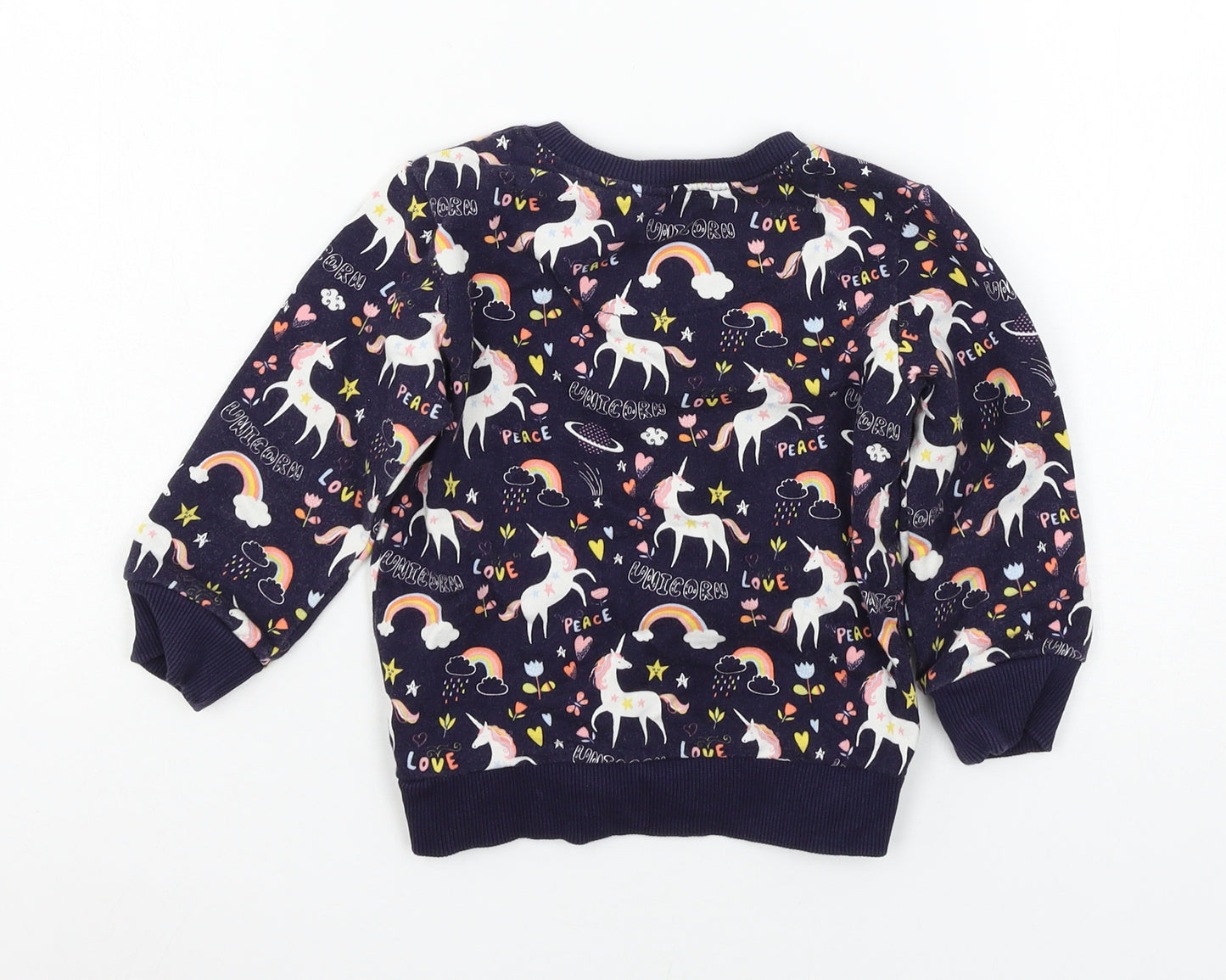 Blue Zoo Girls Blue Geometric Jersey Pullover Sweatshirt Size 2-3 Years  - Unicorn