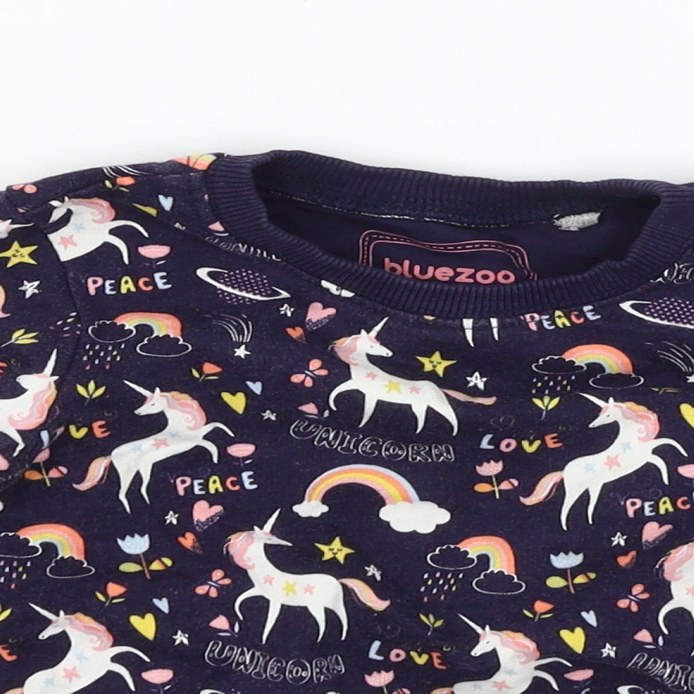 Blue Zoo Girls Blue Geometric Jersey Pullover Sweatshirt Size 2-3 Years  - Unicorn