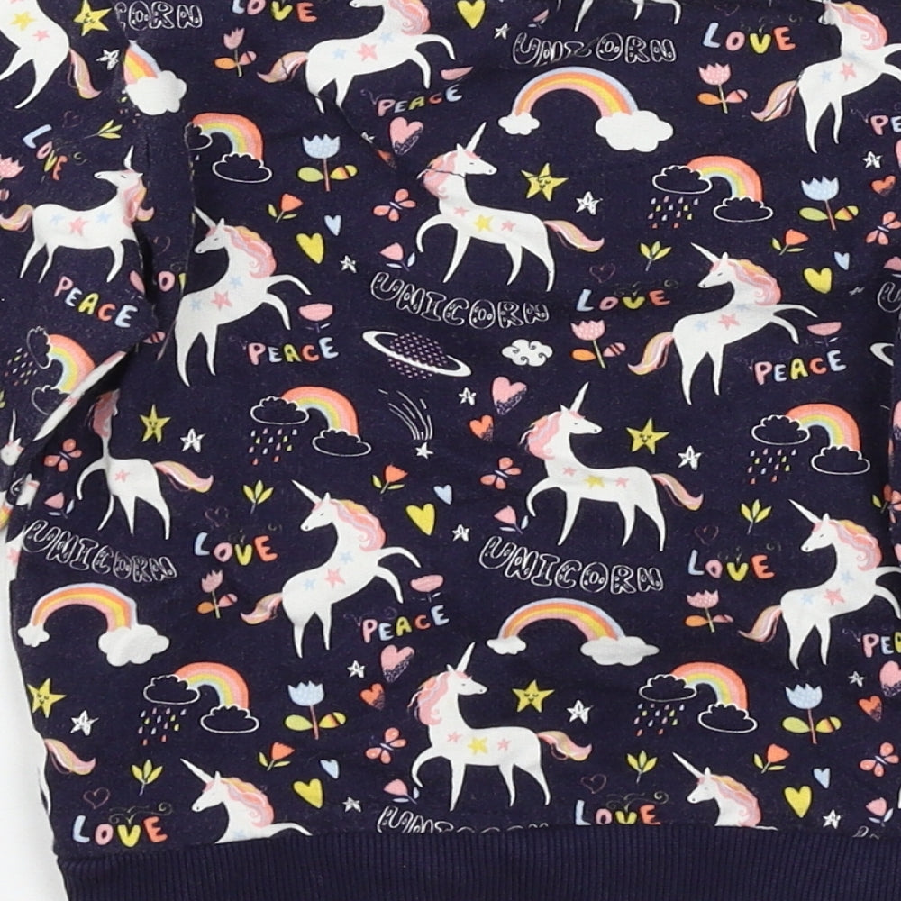 Blue Zoo Girls Blue Geometric Jersey Pullover Sweatshirt Size 2-3 Years  - Unicorn