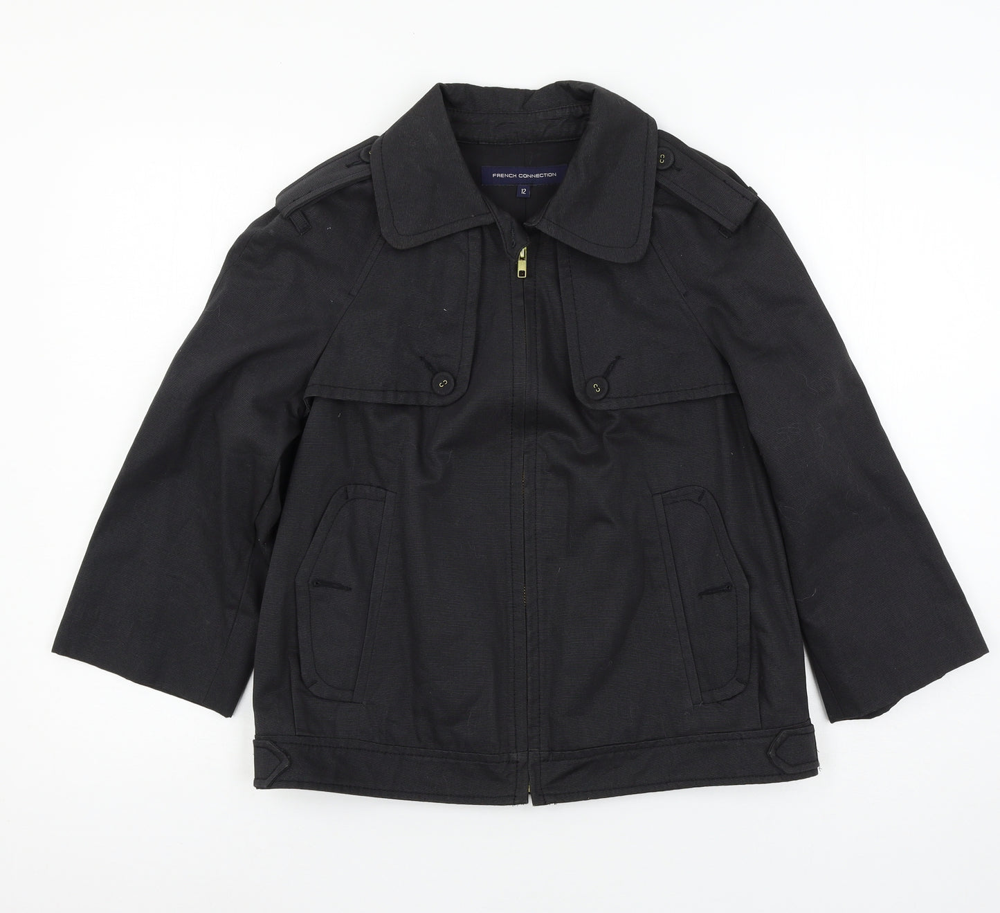French Connection Womens Black  Denim Jacket  Size 12