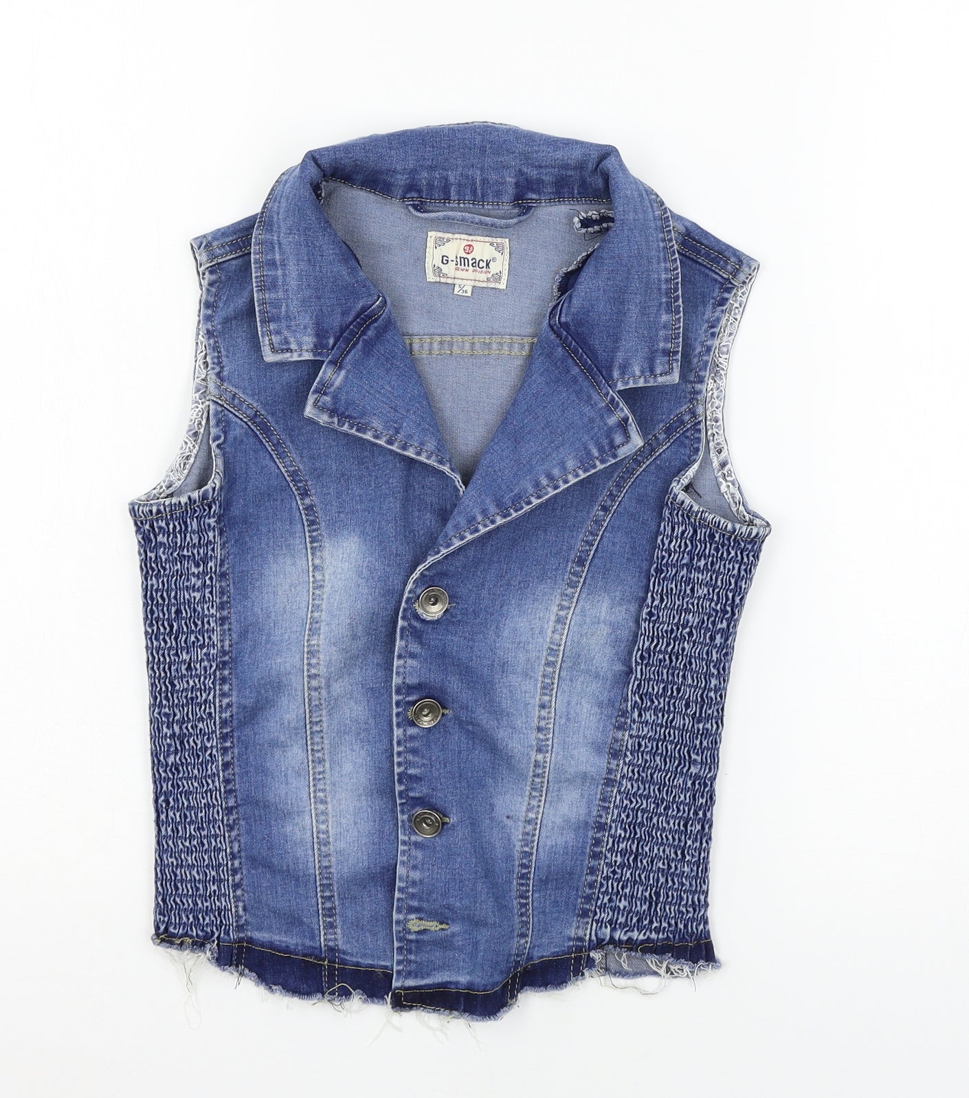 G-Smack Womens Blue  Denim Jacket Waistcoat Size 8