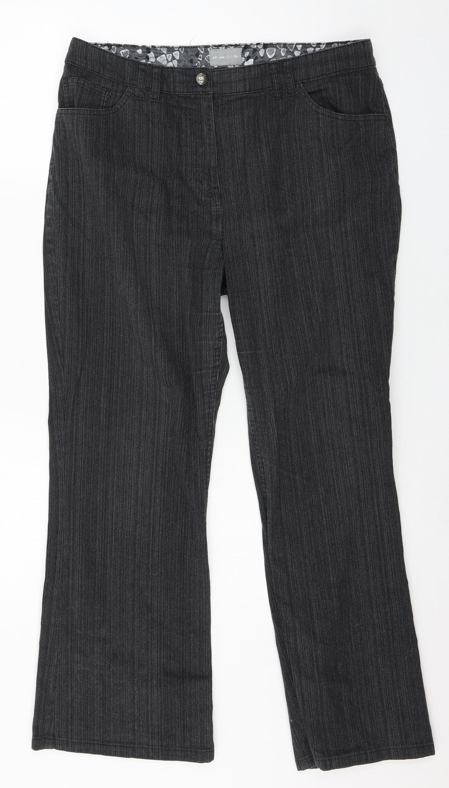Per Una Womens Grey  Denim Bootcut Jeans Size 16 L26 in