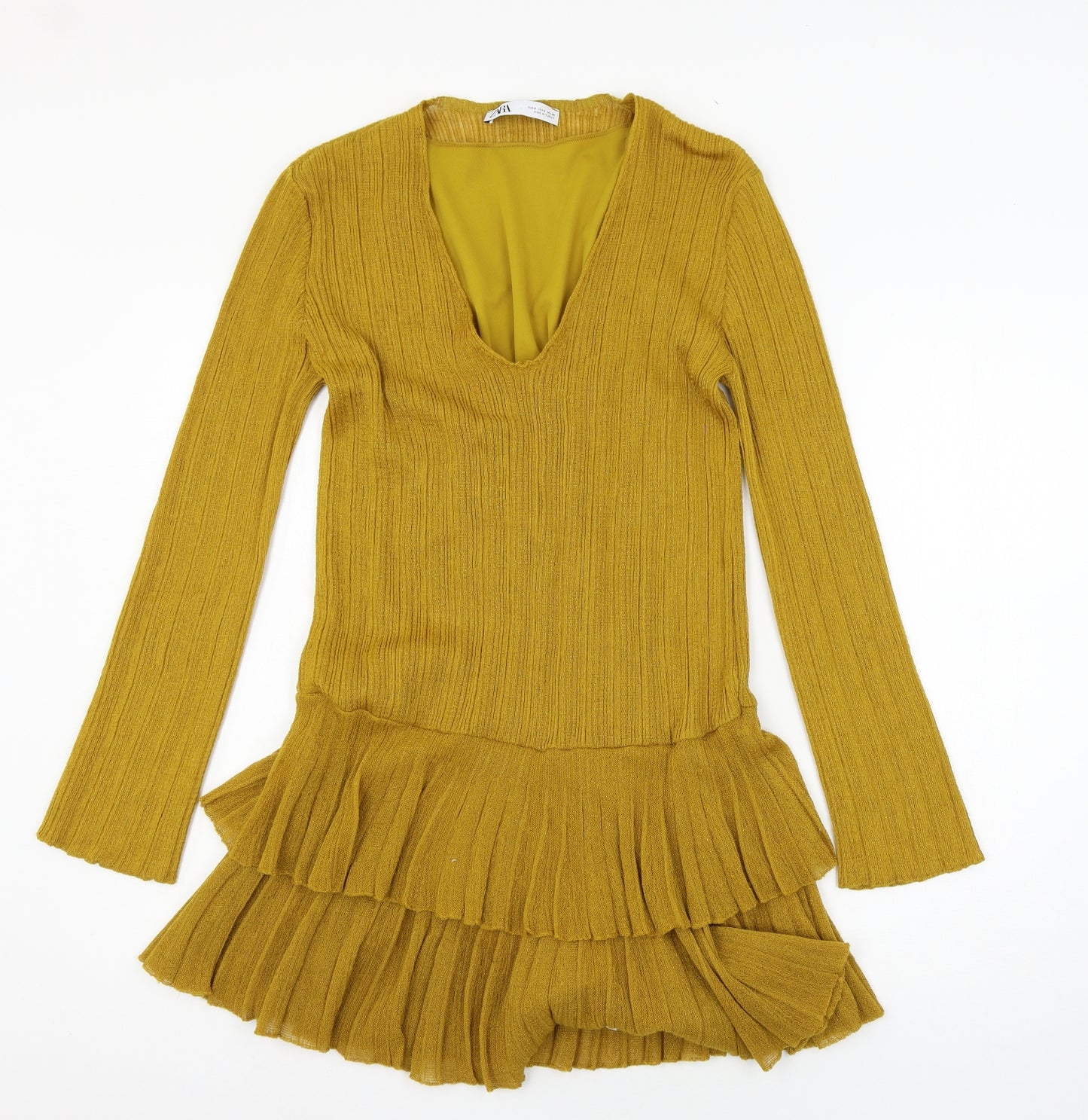 Zara Womens Yellow   Skater Dress  Size S