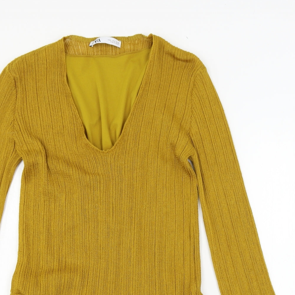 Zara Womens Yellow   Skater Dress  Size S