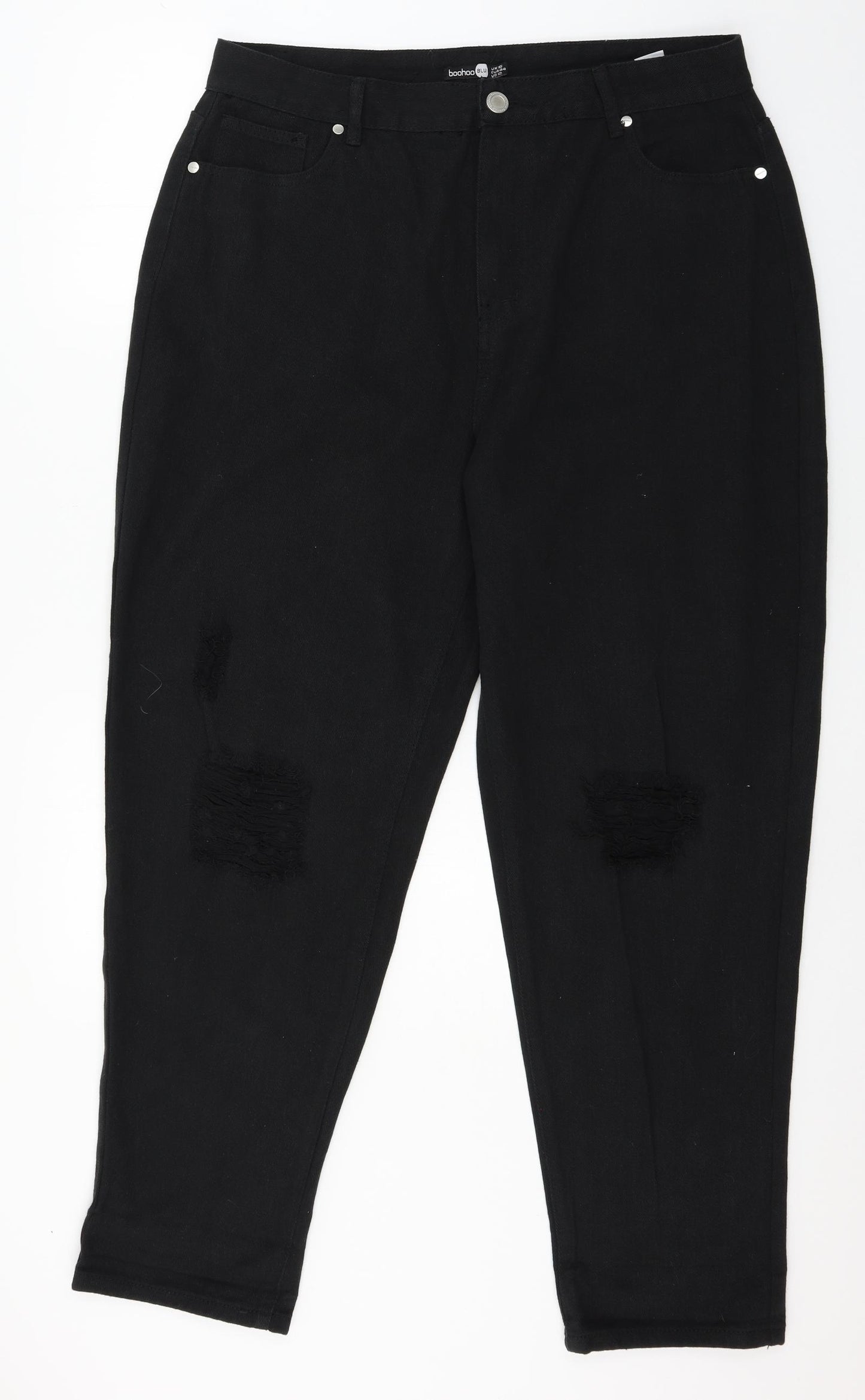 Boohoo Womens Black  Denim Straight Jeans Size 16 L29 in