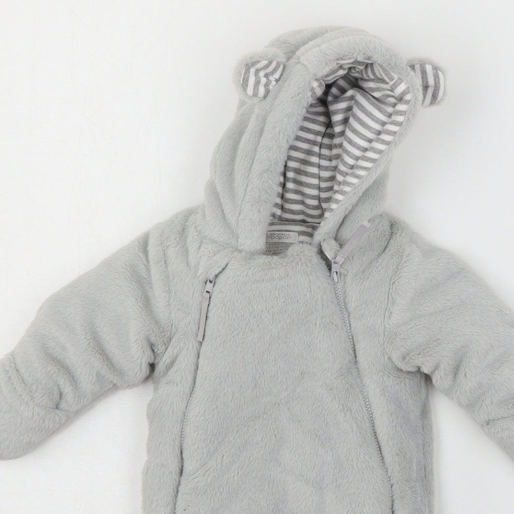 mamas & papas Baby Grey Solid  Babydoll One Piece Size Newborn