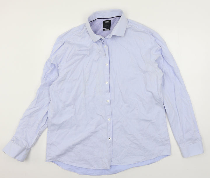 Burton Mens Blue    Button-Up Size 17.5