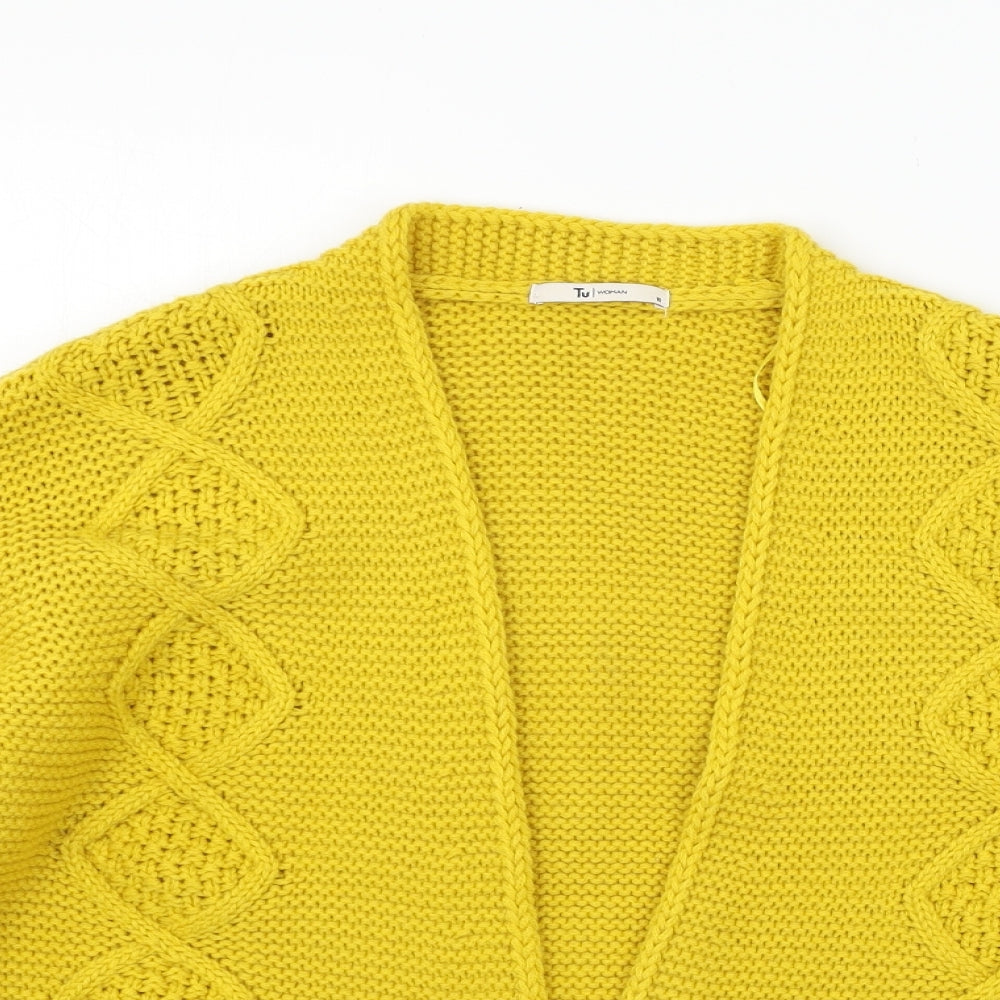 TU Womens Yellow  Knit Cardigan Jumper Size 10