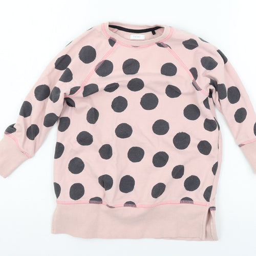 NEXT Girls Pink Polka Dot Jersey Pullover Sweatshirt Size 5 Years