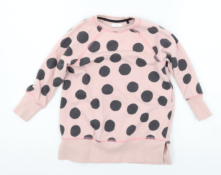 NEXT Girls Pink Polka Dot Jersey Pullover Sweatshirt Size 5 Years