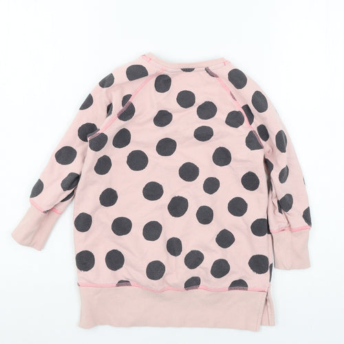 NEXT Girls Pink Polka Dot Jersey Pullover Sweatshirt Size 5 Years