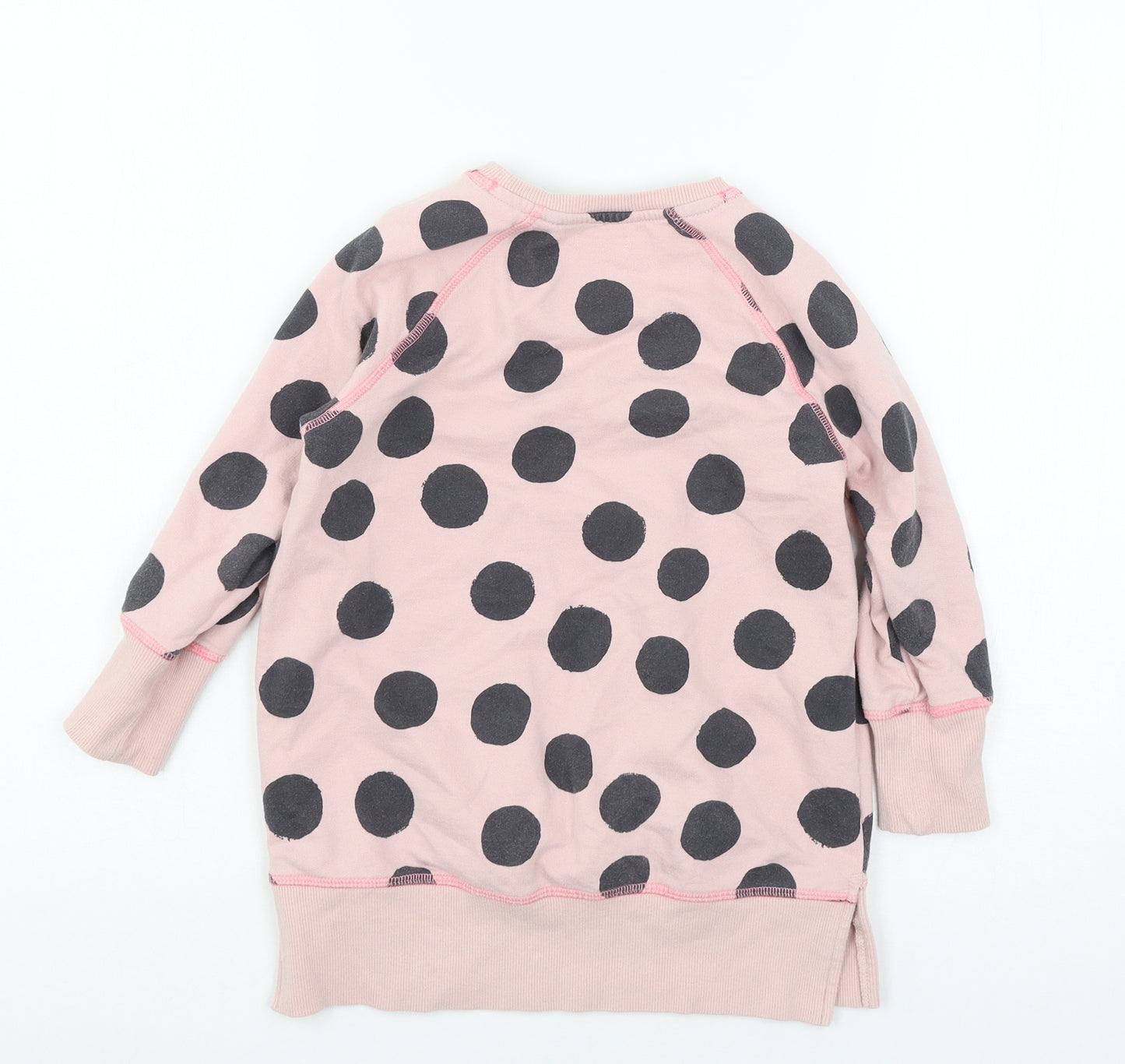 NEXT Girls Pink Polka Dot Jersey Pullover Sweatshirt Size 5 Years