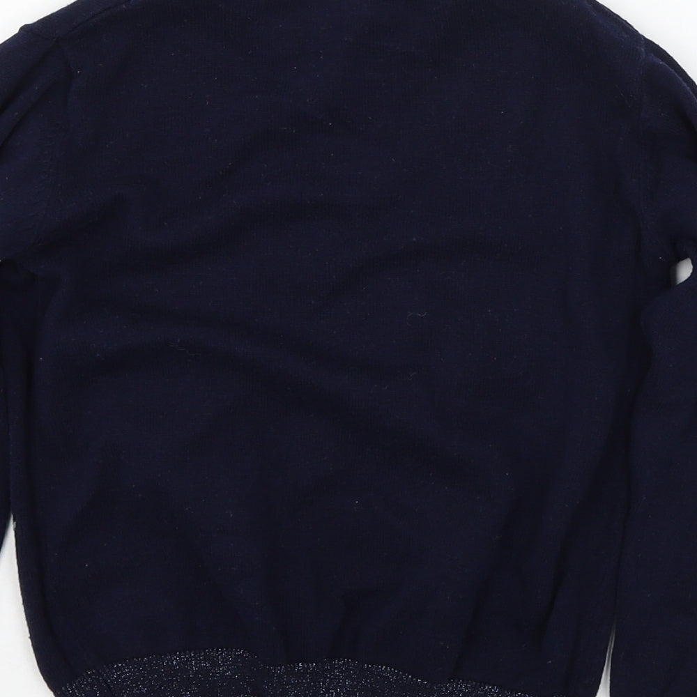 TU Girls Blue  Knit Pullover Jumper Size 6 Years  - unicorn