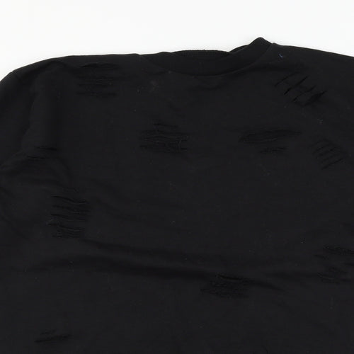 Parisian Womens Black  Jersey Pullover Sweatshirt Size 8  - Distressed