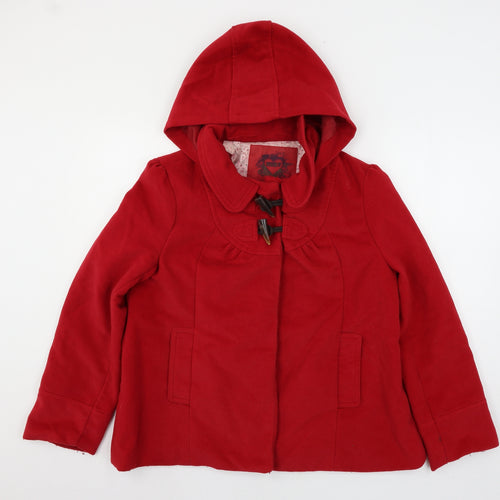 Denim & Co. Womens Red   Jacket Coat Size 14