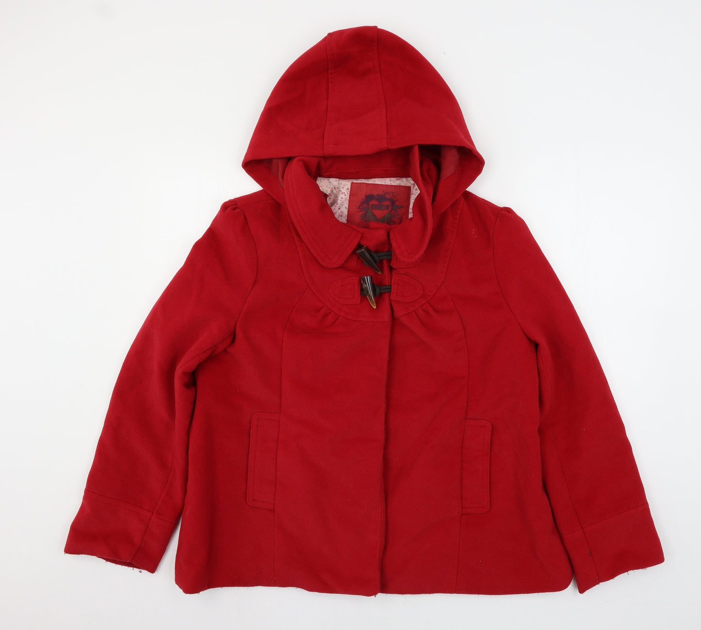 Denim & Co. Womens Red   Jacket Coat Size 14
