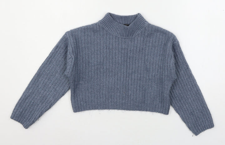 New Look Girls Blue Knit Pullover Jumper Size 10 Years