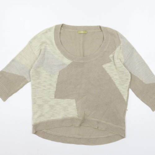 TU Womens Brown Geometric Knit Pullover Jumper Size 10
