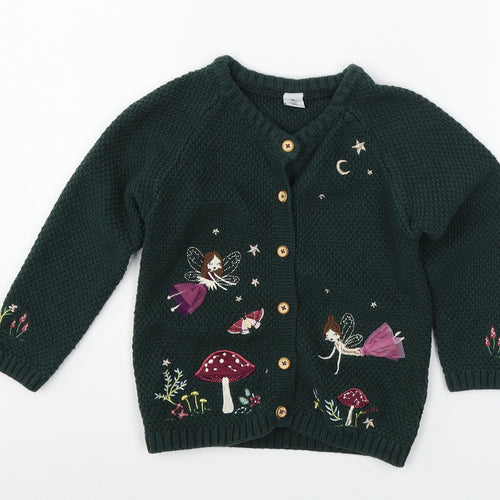 TU Girls Green  Knit Cardigan Jumper Size 5-6 Years  - Fairies