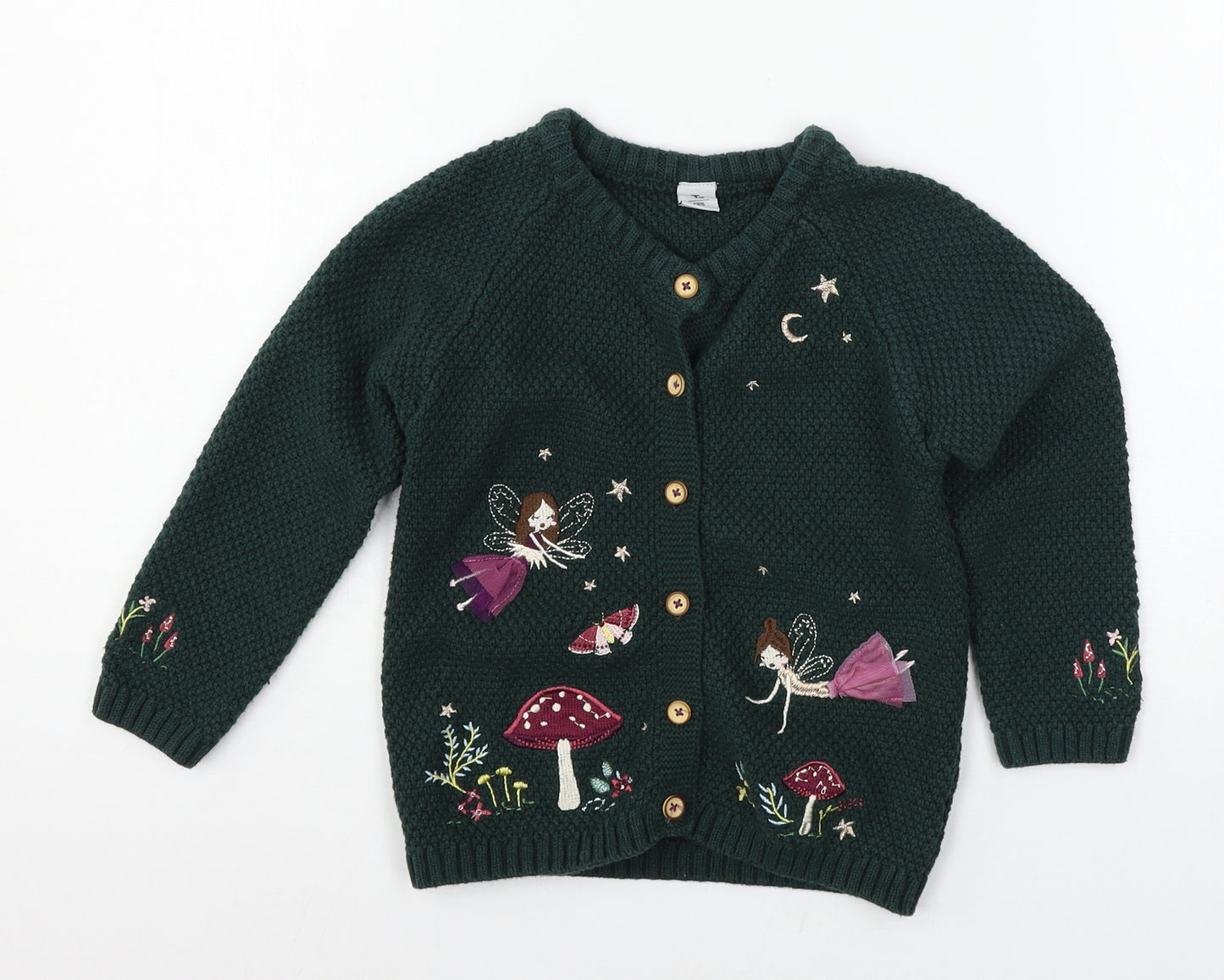 TU Girls Green  Knit Cardigan Jumper Size 5-6 Years  - Fairies