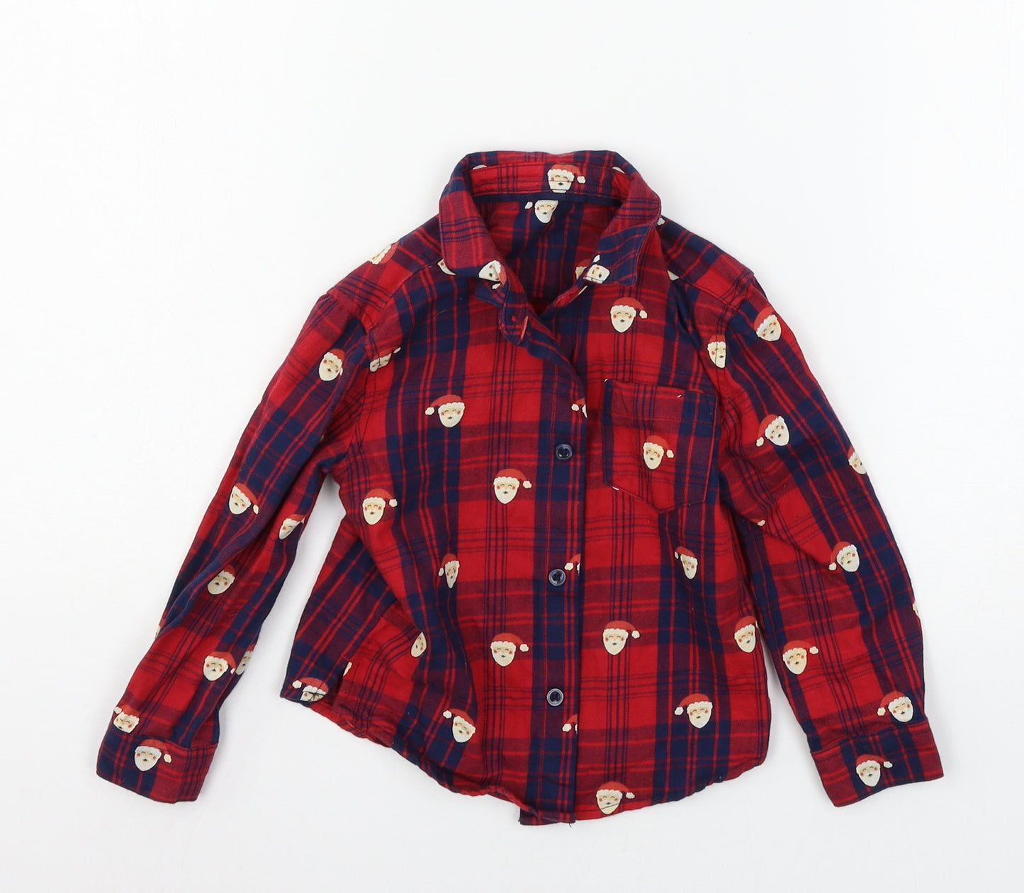 George Boys Red Plaid  Basic Button-Up Size 18-24 Months  - Santa