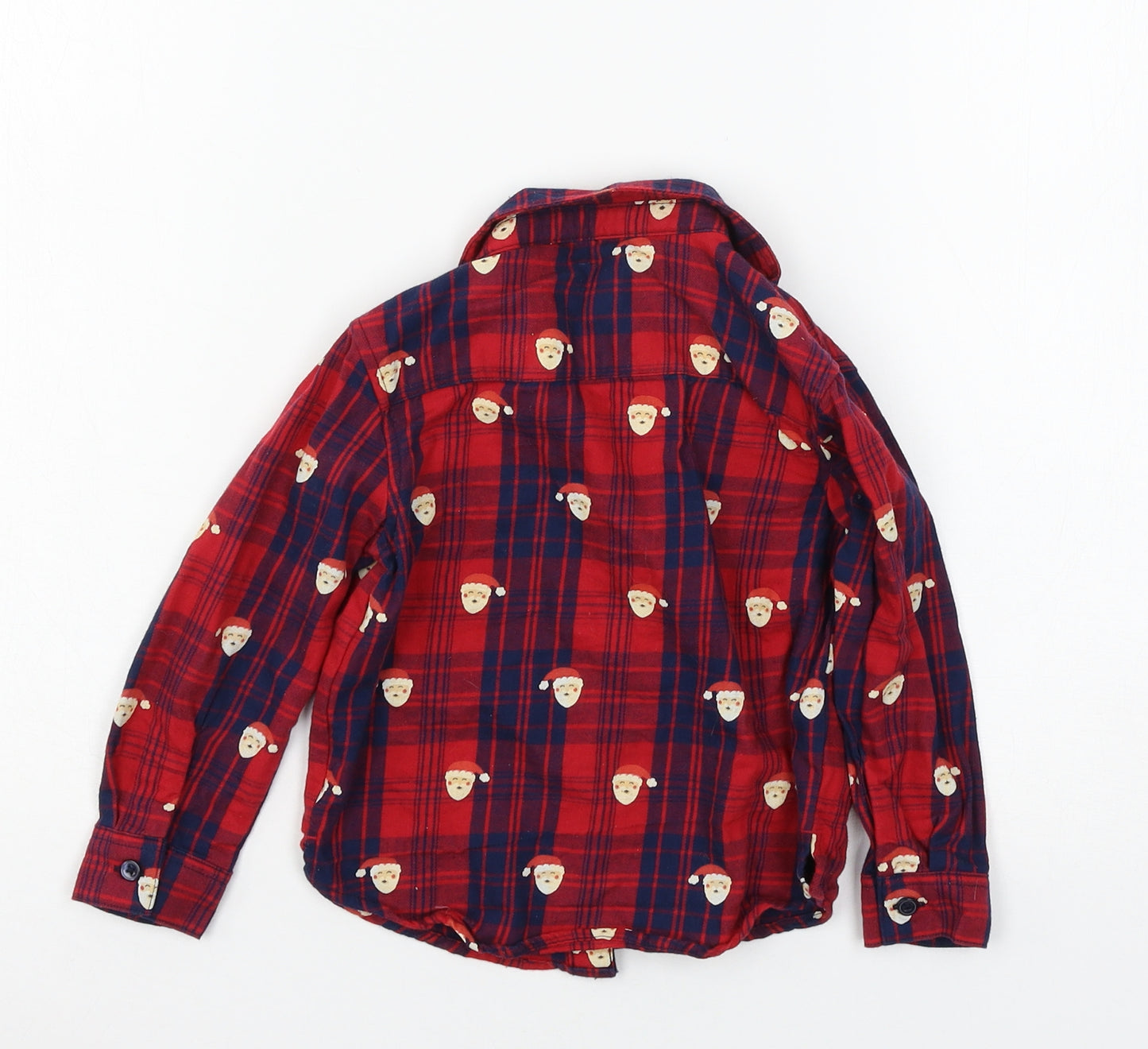 George Boys Red Plaid  Basic Button-Up Size 18-24 Months  - Santa