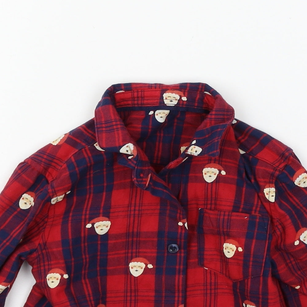 George Boys Red Plaid  Basic Button-Up Size 18-24 Months  - Santa
