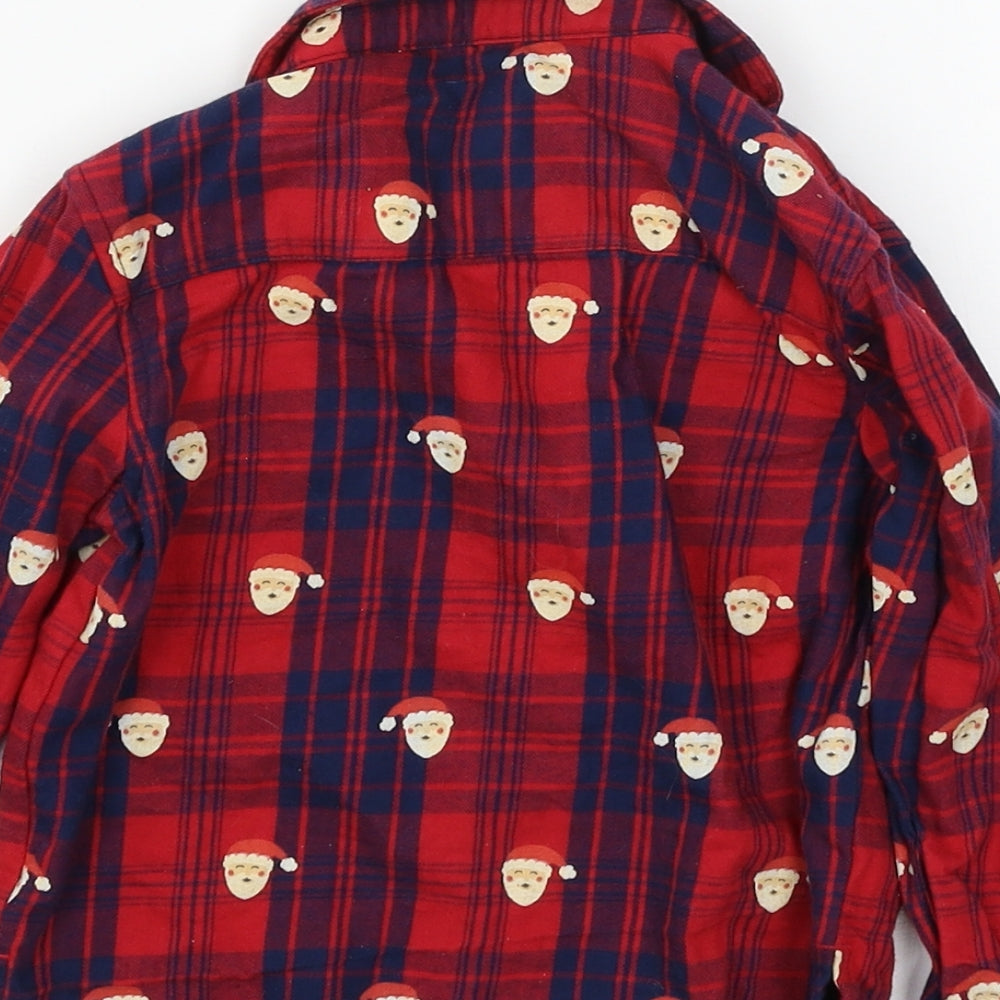George Boys Red Plaid  Basic Button-Up Size 18-24 Months  - Santa