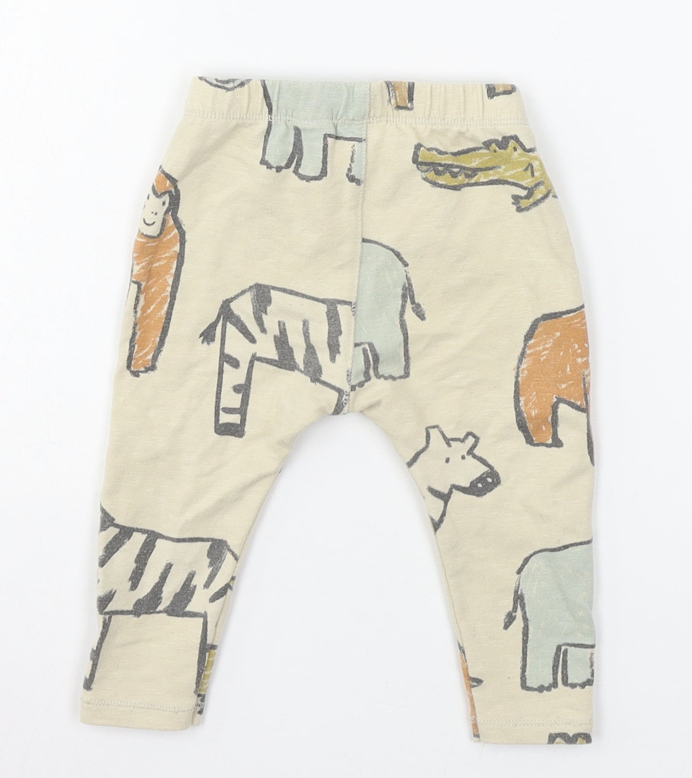 Zara Boys Beige Geometric Jersey Jogger Trousers Size 12-18 Months  - Animals