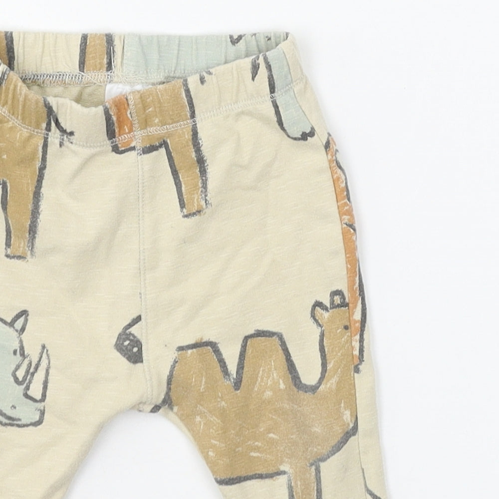 Zara Boys Beige Geometric Jersey Jogger Trousers Size 12-18 Months  - Animals