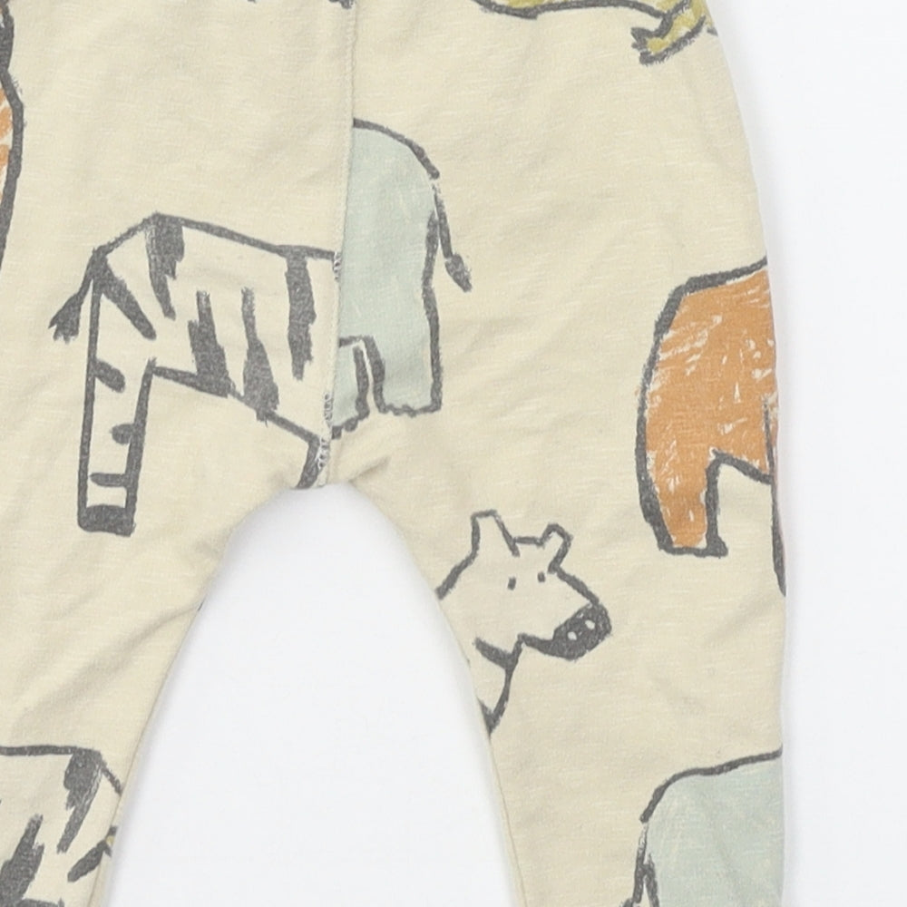 Zara Boys Beige Geometric Jersey Jogger Trousers Size 12-18 Months  - Animals