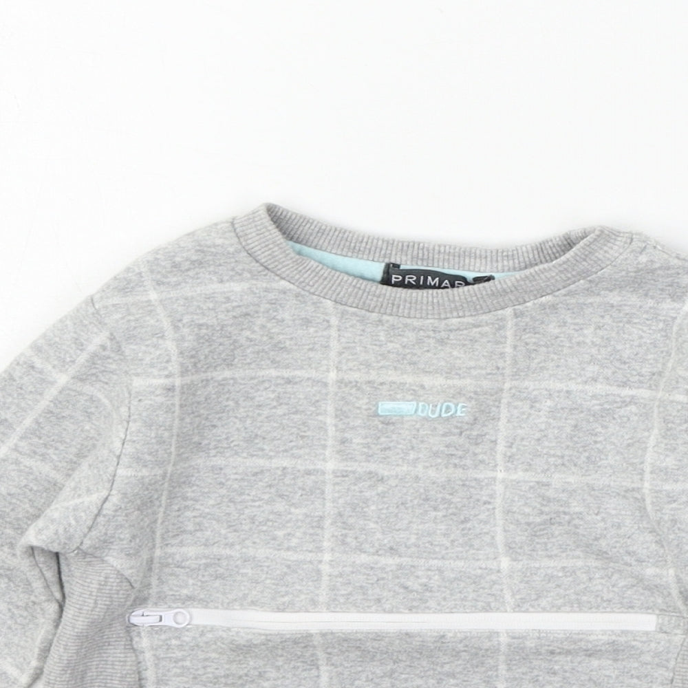 Primark Boys Grey Check Jersey Pullover Jumper Size 12-18 Months  - dude
