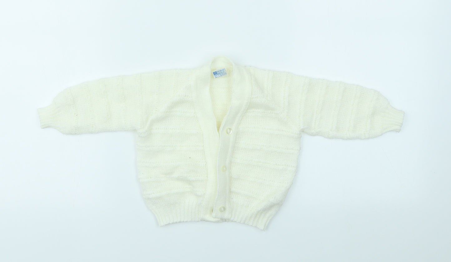 HANDLOOMED Girls Ivory   Cardigan Jumper Size 18-24 Months