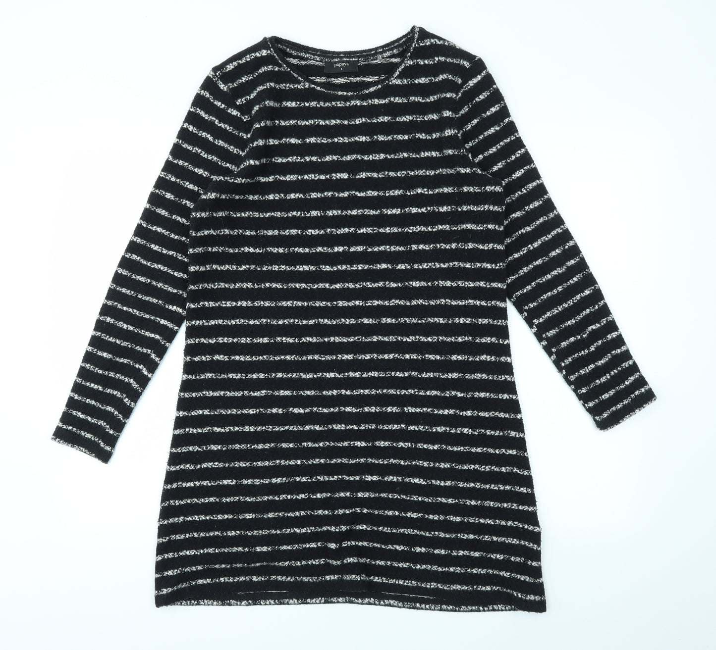 Papaya Womens Black Striped  Fit & Flare  Size S