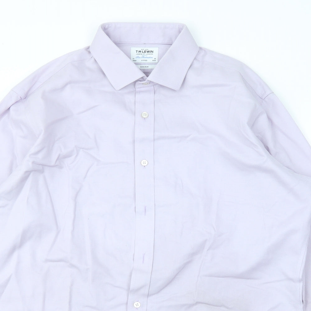 T.M.Lewin Mens Purple    Dress Shirt Size 17