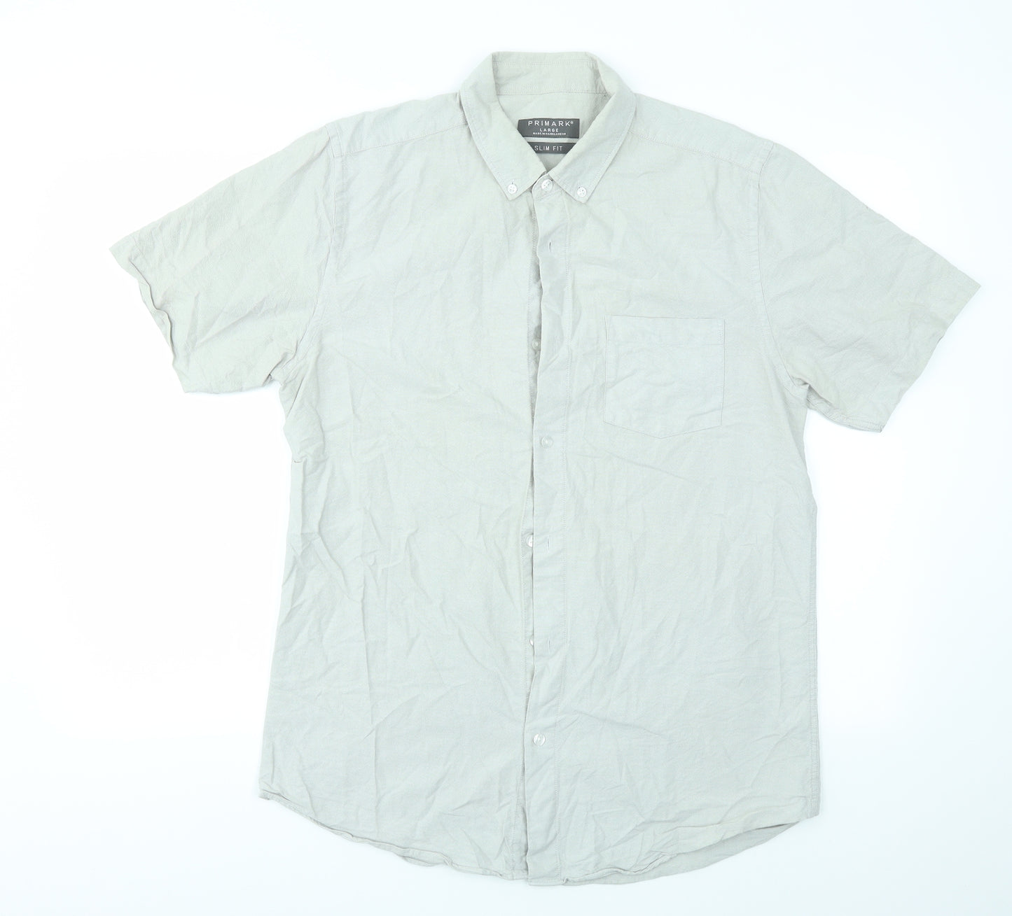 Primark Mens Grey    Dress Shirt Size L