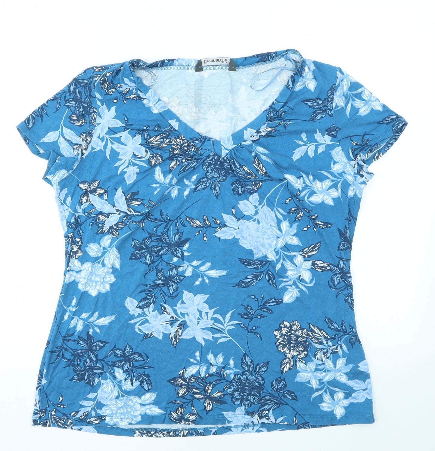 Bonmarché Womens Blue Floral  Basic T-Shirt Size 18