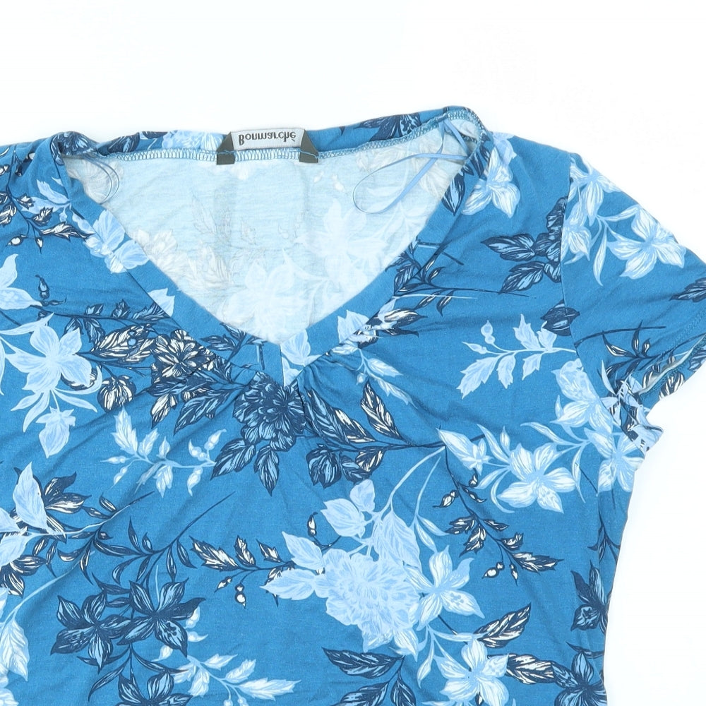 Bonmarché Womens Blue Floral  Basic T-Shirt Size 18