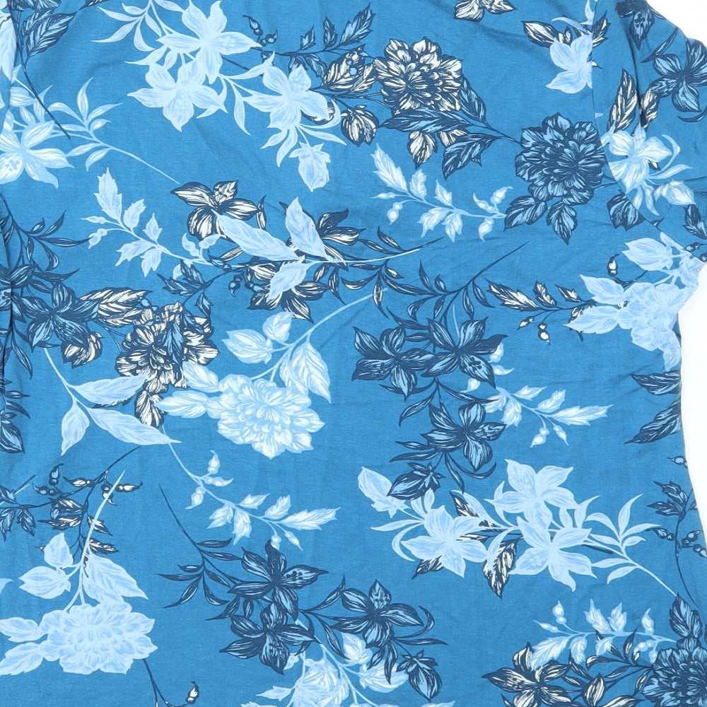Bonmarché Womens Blue Floral  Basic T-Shirt Size 18