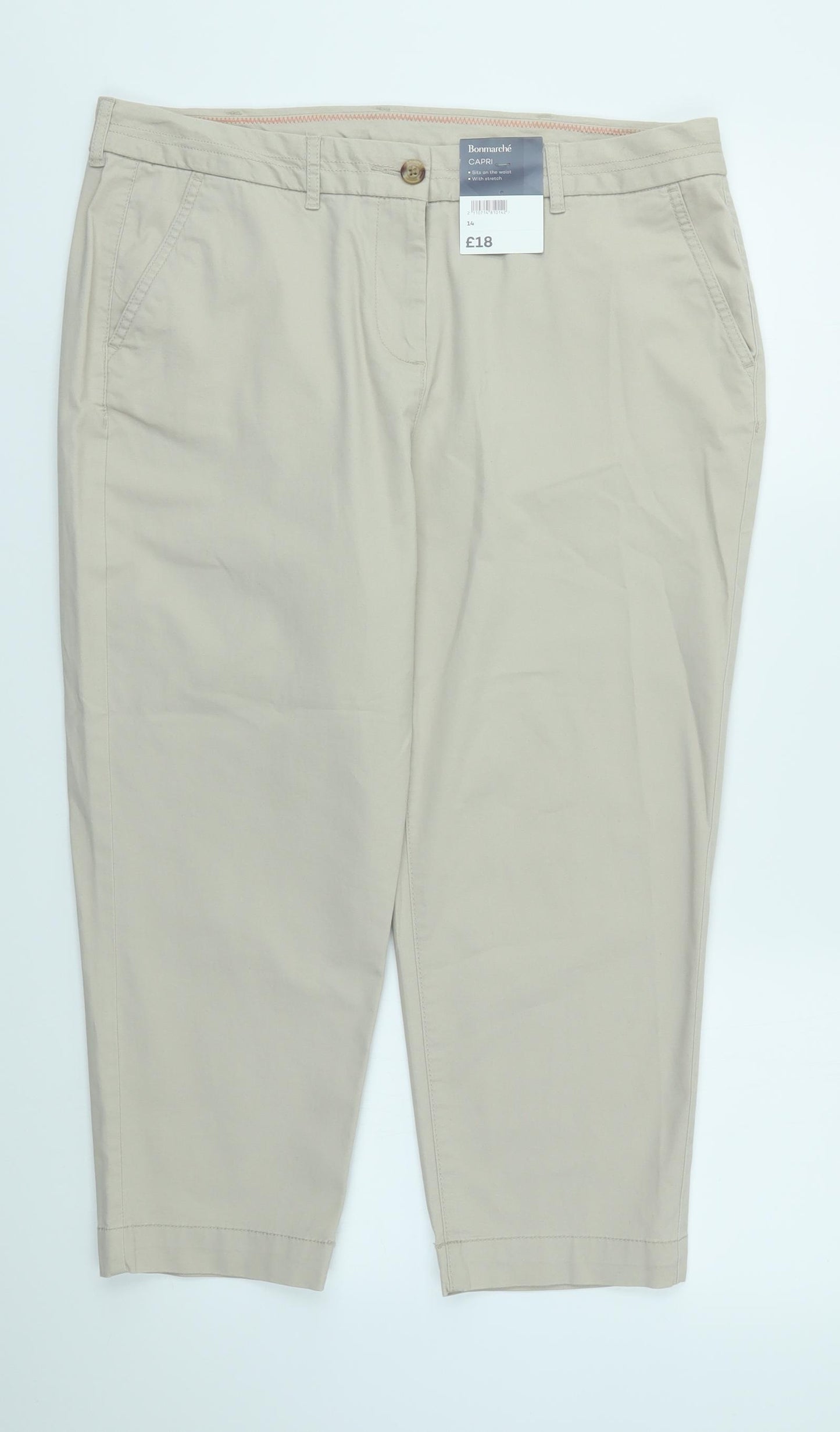 Bonmarché Womens Beige   Capri Trousers Size 14 L23 in
