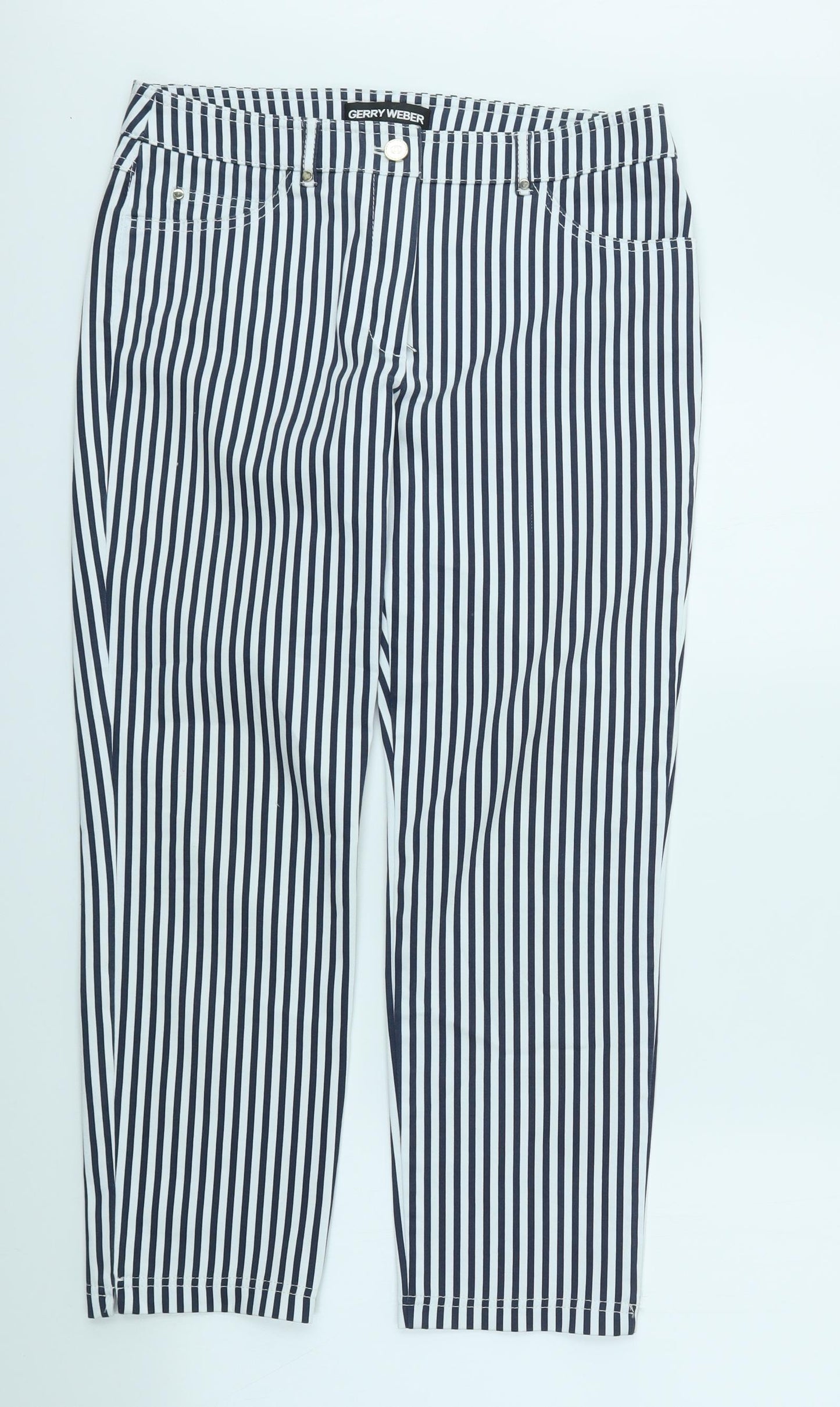Gerry Weber Womens Blue Striped  Cut-Off Shorts Size 10